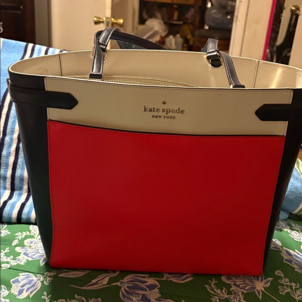 Kate Spade Red and Black Colorblock Tote
